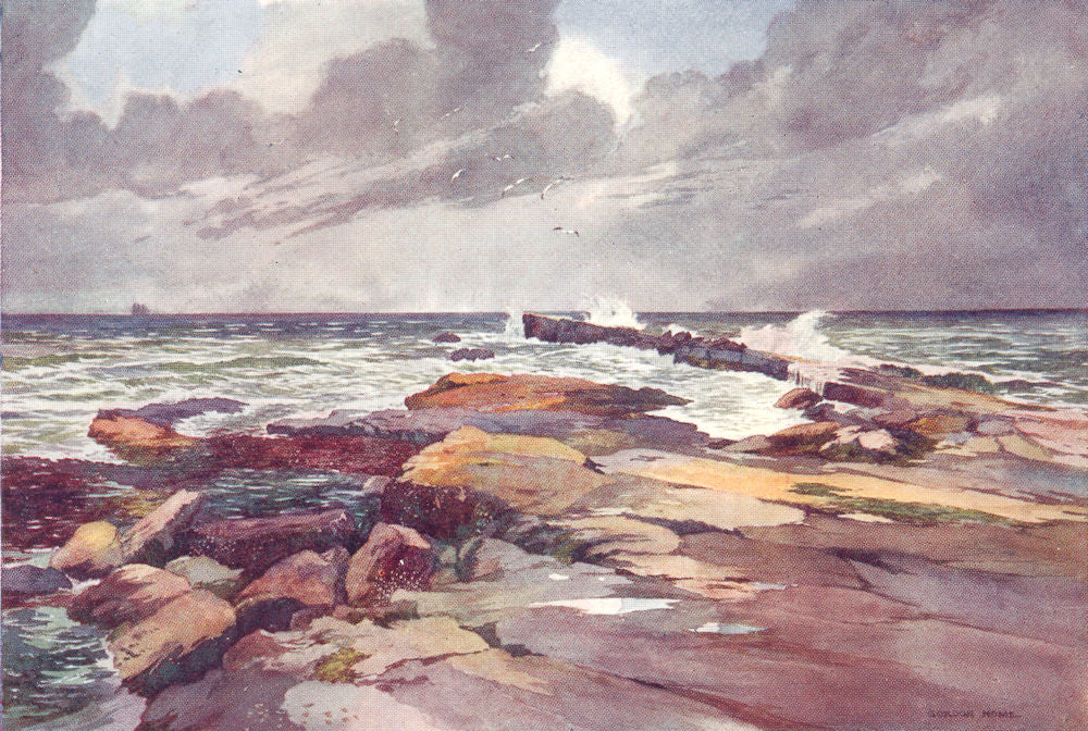 YORKS. Filey Brigg 1908 old antique vintage print picture